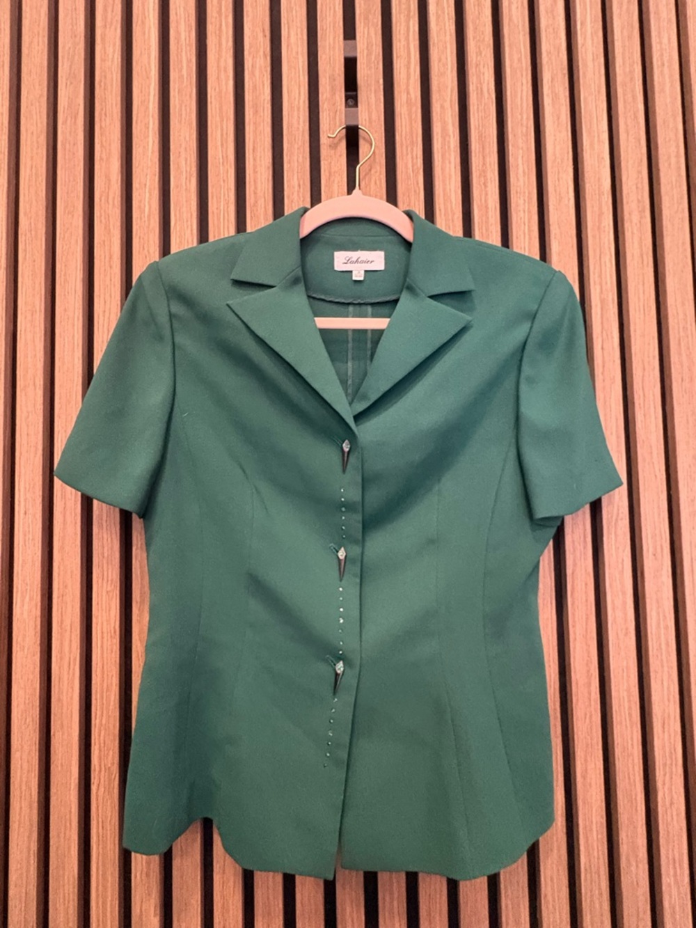 Forest Green Short Sleeve Button-Front Women's Top